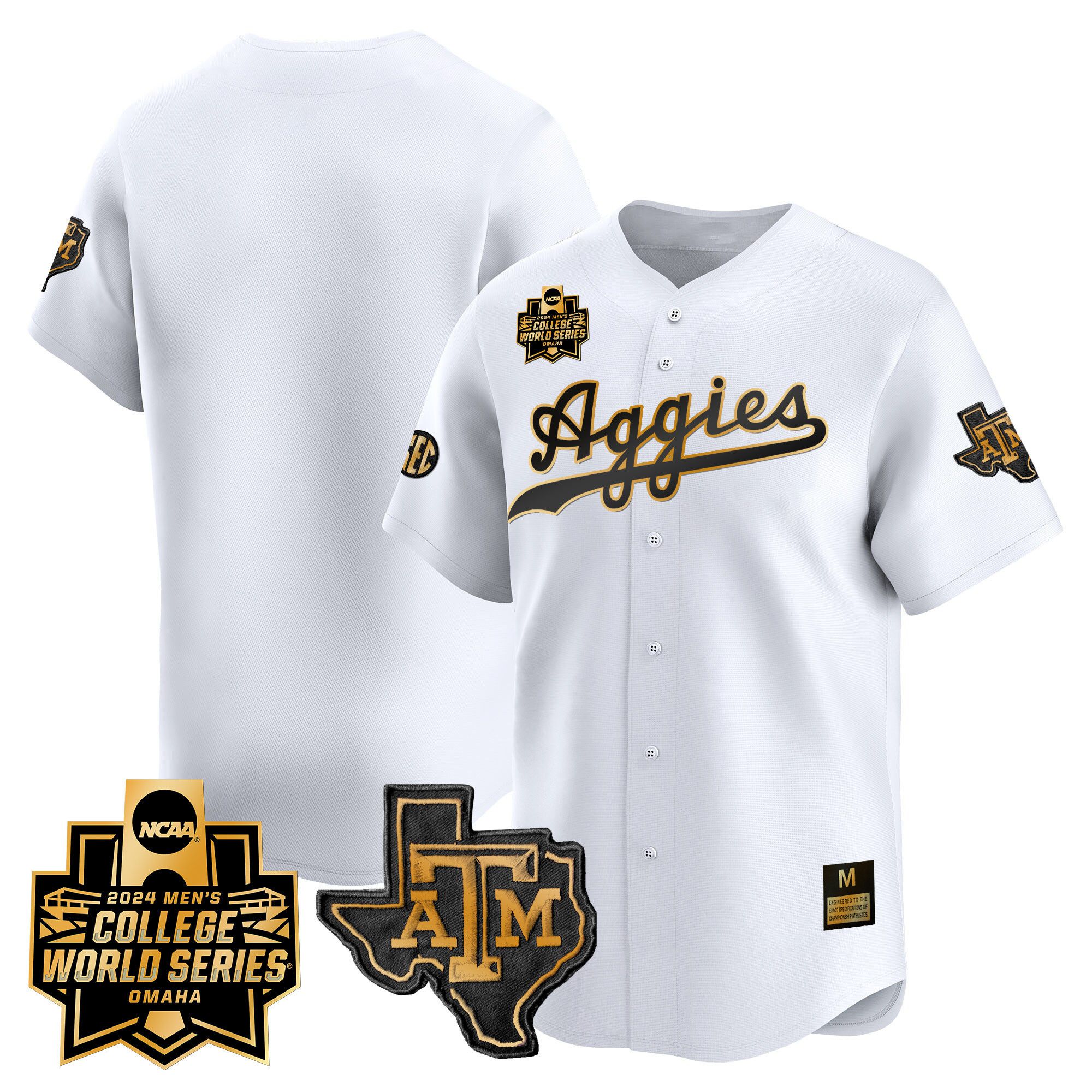 Men Texas A&M Aggies Blank White 2024 College World Series Vapor Premier Limited NCAA Jersey style 1